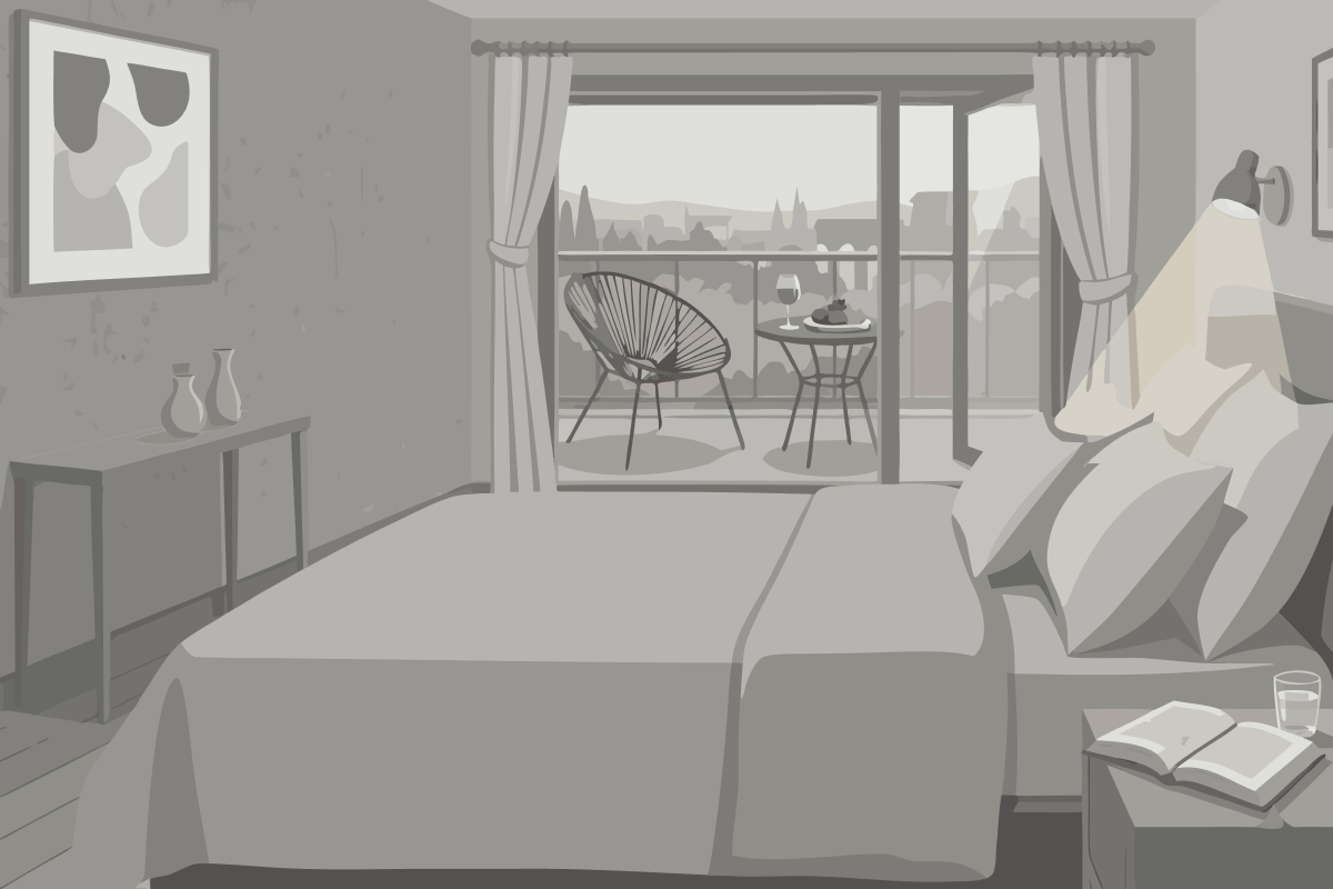 Zweibettzimmer mit eigenem Bad